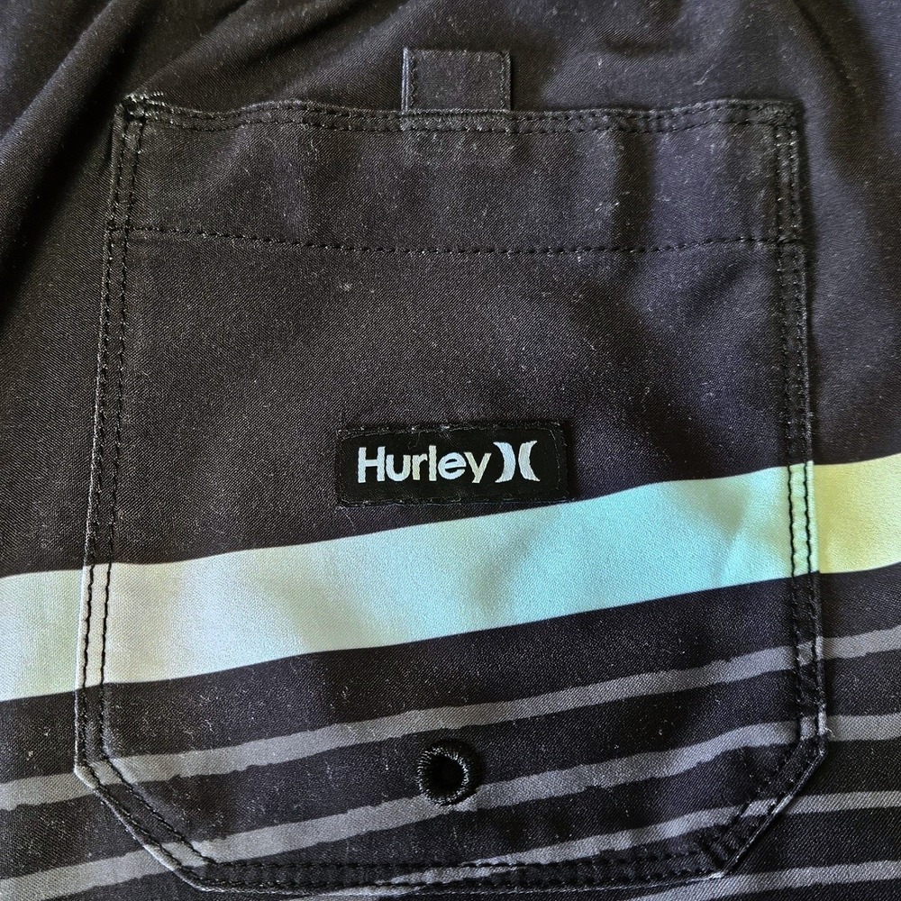 Hurley Men's Cannonball Volley Shorts Black Striped Swim Trunks Size L Gorpcore - Picture 14 of 15